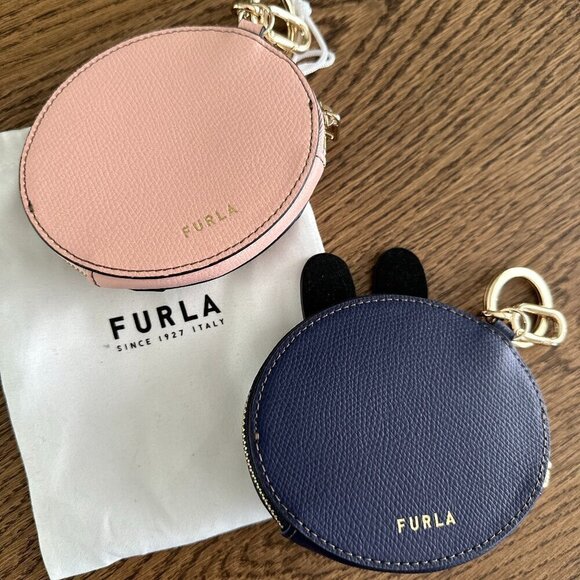 NWT! New Furla x LINE Friends leather Coin Case Charm -BROWN / CONY White Navy - Picture 2 of 13